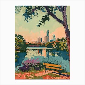 Zilker Metropolitan Park Austin Texas Colourful Blockprint 4 Canvas Print