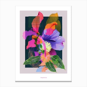Impatiens 4 Neon Flower Collage Poster Canvas Print