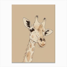 Giraffe - Boho, Line Art Canvas Print