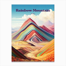 Rainbow Mountain Tourist Attraction Travel Illustration Canvas Print