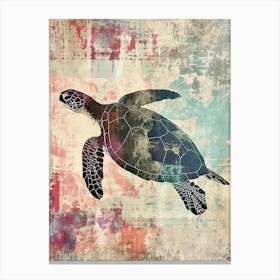 Rainbow Screenprint Inspired Sea Turtle Canvas Print