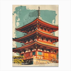 Red Japanese Castle Mid Century Modern 1 Canvas Print