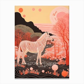 Pattern Zebra In The Wild With The Sun 1 Canvas Print