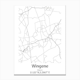 Wingene,Belgium Minimalist Map Canvas Print