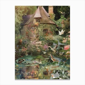 Fairytale Monet Pond Scrapbook Collage 1 Canvas Print