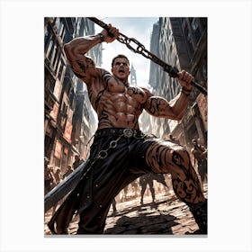 Muscular Barbarian Warrior with Sword #16 Canvas Print