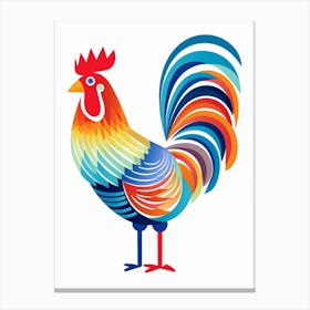 Colourful Geometric Bird Rooster 3 Canvas Print