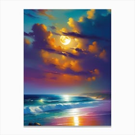 Full Moon At The Beach Canvas Print