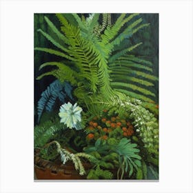 Buttonquail Fern Cézanne Style Canvas Print