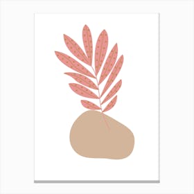 Pink Leaf On A Rock Canvas Print