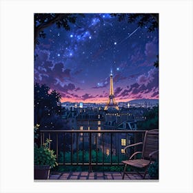 Eiffel Tower Night Sky Anime aesthetic 1 Canvas Print