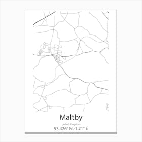 Maltby,United Kingdom Minimalist Map Canvas Print