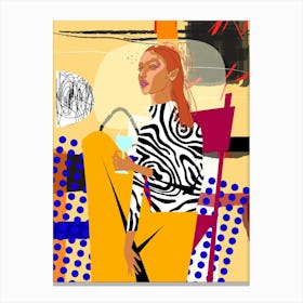 Woman With A Glass Of Wine Canvas Print