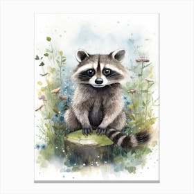 A Honduran Raccoon Watercolour Illustration Storybook 4 Canvas Print