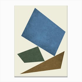 3 Forms Composition - Minimal Abstract Geometric Blue Brown Canvas Print