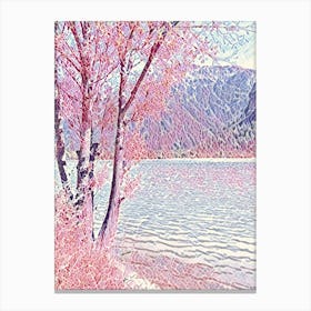 Pink Trees By The Lake Canvas Print