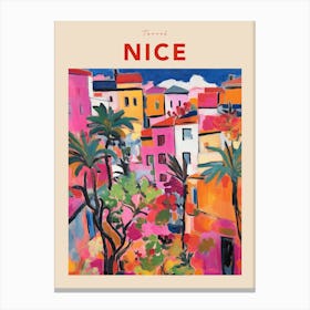 Nice France Fauvist Travel Poster Canvas Print