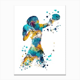 Boxer Woman Watercolor Canvas Print