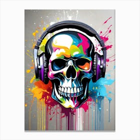 Skull With Headphones 92 Canvas Print