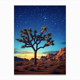 Joshua Tree With Starry Sky In Nat Viga Style 2 Canvas Print