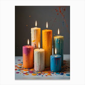 Candles With Paint Drips Canvas Print