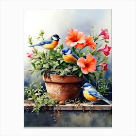 Birds In A Pot Canvas Print