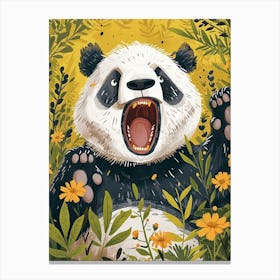 Giant Panda Growling Storybook Illustration 3 Canvas Print