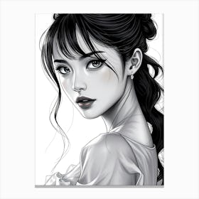 Black And White Beauty Drawing Canvas Print