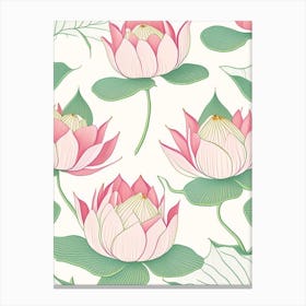 Lotus Flower Repeat Pattern Pencil Illustration 2 Canvas Print