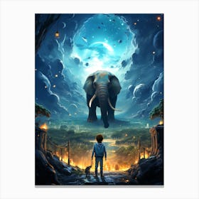 Boy And An Elephant Canvas Print