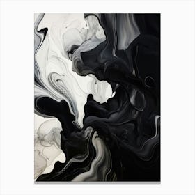 Fluidity Abstract Black And White 3 Canvas Print