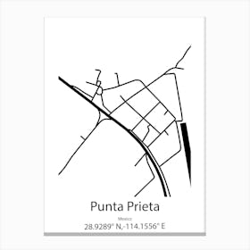 Punta Prieta,Mexico Minimalist Map Canvas Print