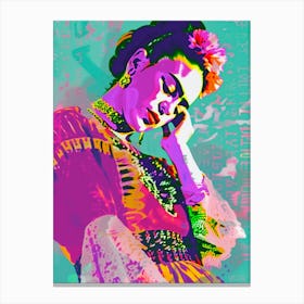 Frida Kahlo, bunte Neon Pop Art Druck Canvas Print