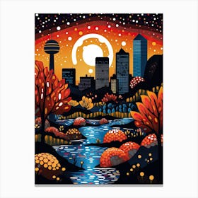 Montreal, Illustration In The Style Of Pop Art 4 Canvas Print
