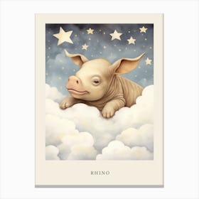 Sleeping Baby Rhinoceros Nursery Poster Canvas Print