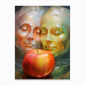 Two Women With An Apple Canvas Print