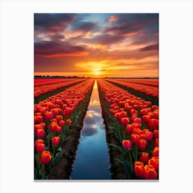 Sunset Over Tulips Canvas Print