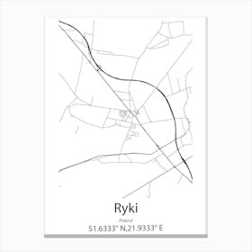 Ryki,Poland Minimalist Map Canvas Print