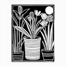 Lion cut inspired Black and white Garden plants & flowers art, Gardening art, 229 Canvas Print