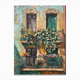 Balcony View Painting In Barcelona 1 Canvas Print