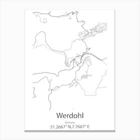 Werdohl,Germany Minimalist Map Canvas Print