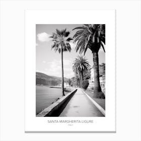 Poster Of Santa Margherita Ligure, Italy, Black And White Photo 3 Canvas Print