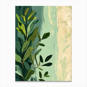 Abstract Background With Green Leaves Canvas Print