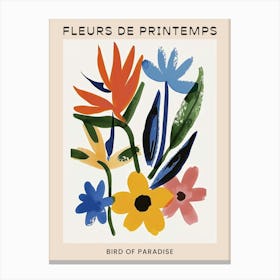 Spring Floral French Poster  Bird Of Paradise 2 Canvas Print