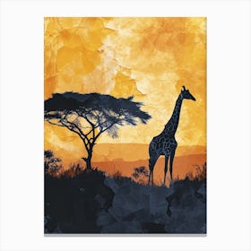 Giraffe And Acacia At Sunset, Africa Canvas Print