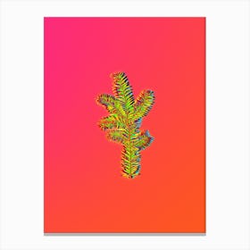 Neon English Yew Branch Botanical in Hot Pink and Electric Blue n.0234 Canvas Print