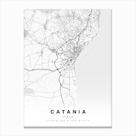 Catania Sicily Italy White Map Canvas Print