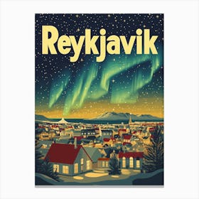 Aihrgdesign A 1970s Inspired Travel Poster For Reykjavik 2 Canvas Print