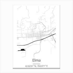 Elma,United States Minimalist Map 1 Canvas Print