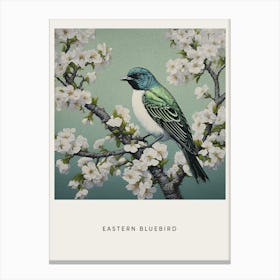 Ohara Koson Inspired Bird Painting Eastern Bluebird 3 Poster Canvas Print